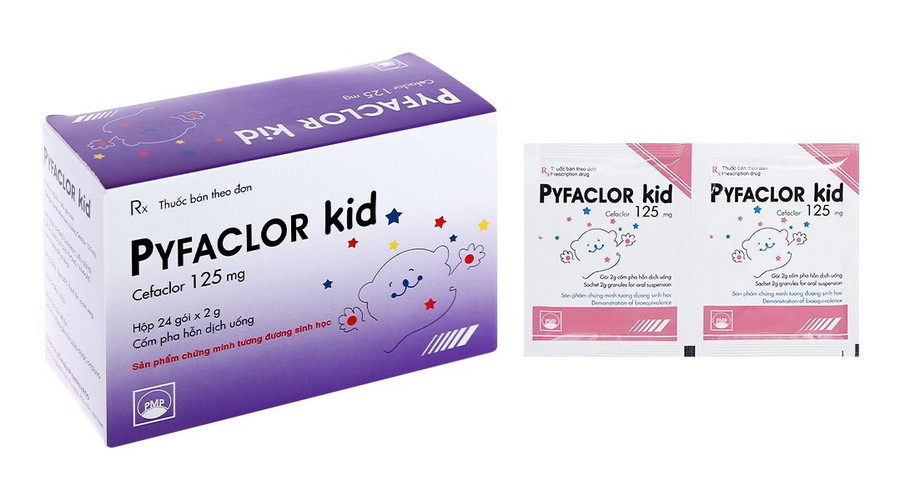 Sản phẩm thuốc cốm pha hỗn dịch uống Pyfaclor Kid (Cefaclor 125mg). Ảnh: Internet san-pham-thuoc-com-pha-hon-dich-uong-pyfaclor-kid-cefaclor-125mg.jpg