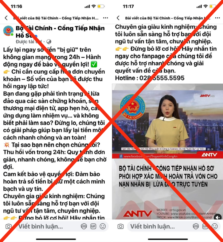 Trang Facebook giả mạo Bộ Tài chính. Ảnh: BTC trang-facebook-gia-mao-bo-tai-chinh-nguoi-dan-can-canh-giac-anh-btc.png