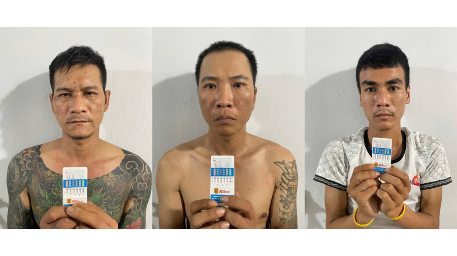 Các đối tượng Tình, Kha, Phước (từ trái sang) đều dương tính với ma túy. Ảnh: ĐVCC ghep-ngang-16x9-pad.jpg