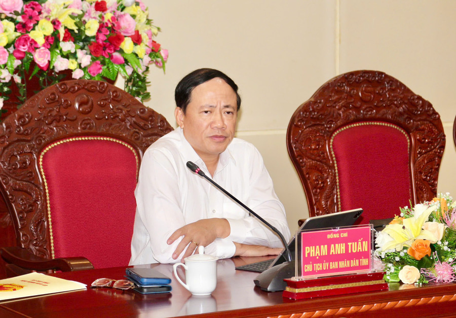 Chủ tịch UBND tỉnh Phạm Anh Tuấn chủ trì buổi làm việc. z6985564593362-437ecffa0cfb204e67271e4518bbb3f6.jpg