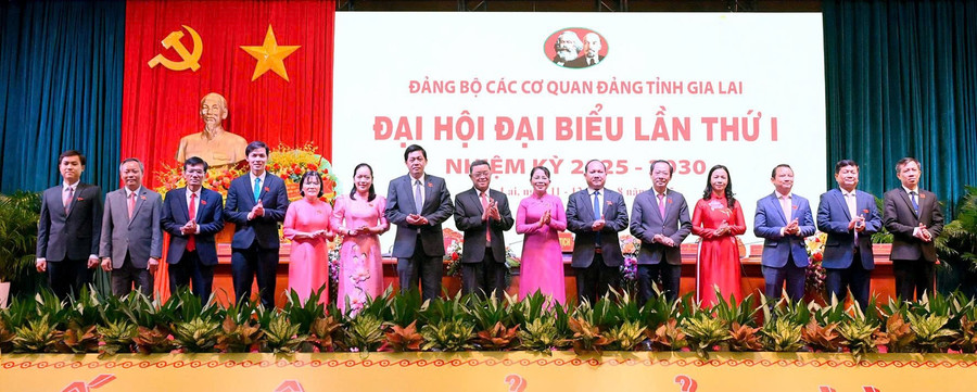 Ban Chấp hành Đảng bộ các cơ quan Đảng tỉnh nhiệm kỳ 2025-2030 ra mắt nhận nhiệm vụ tại Đại hội. Ảnh: Đ.T z6899174645209-5073ce282fdf24be67ee0d997d0137ff.jpg