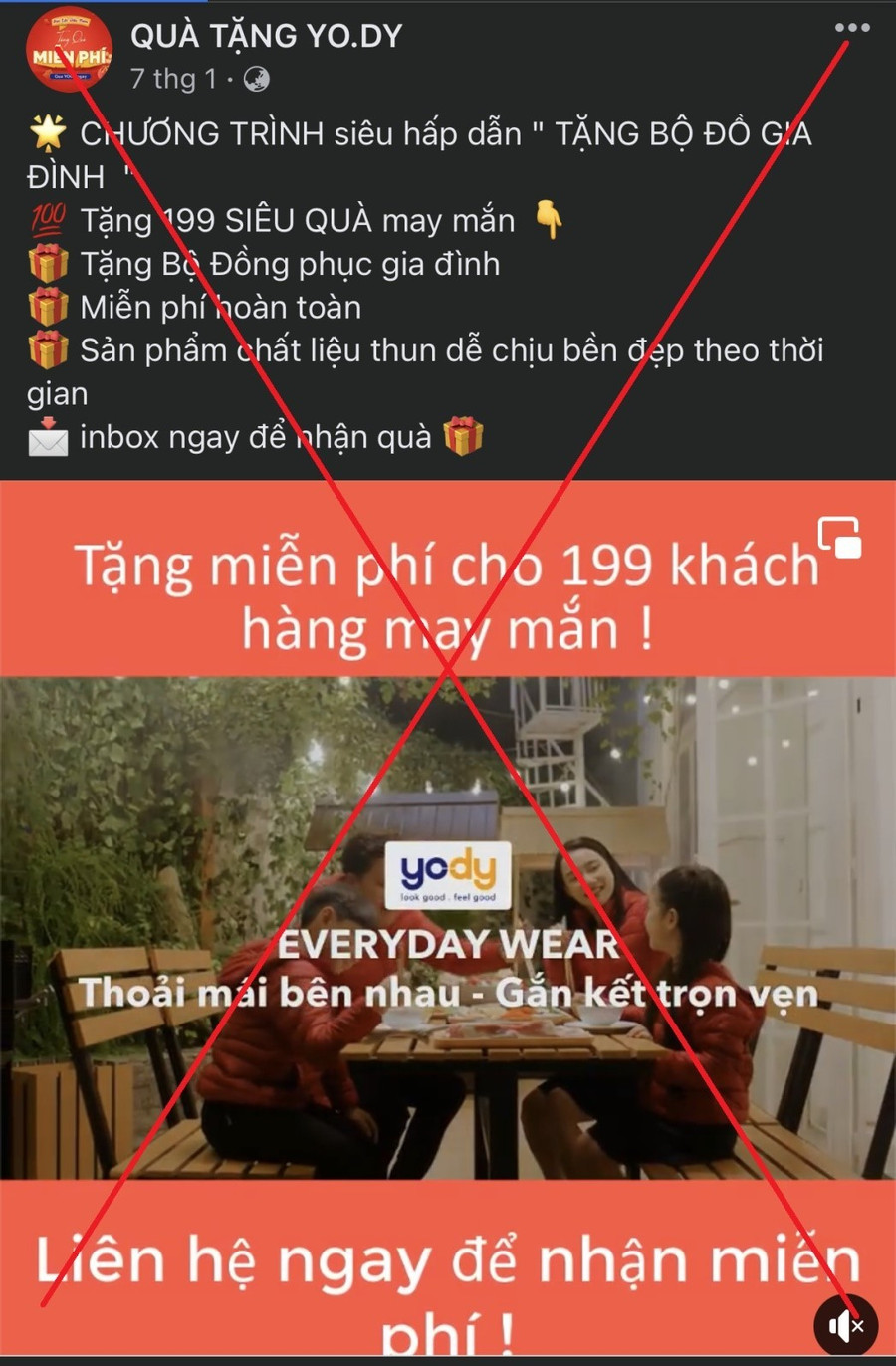 Trang giả mạo quà tặng YO.DY yody.jpg