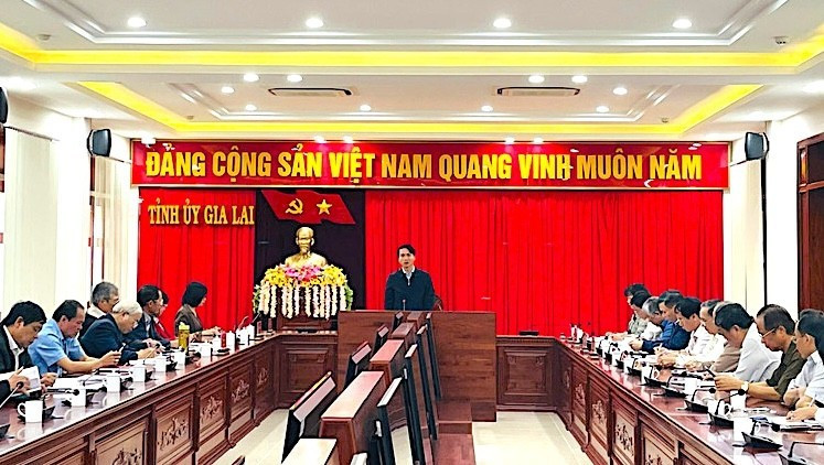 Phó Bí thư Tỉnh ủy Nguyễn Ngọc Lương làm việc với các Hội quần chúng do Đảng, Nhà nước giao nhiệm vụ vào tháng 1-2025. Ảnh: Phương Dung 1.jpg