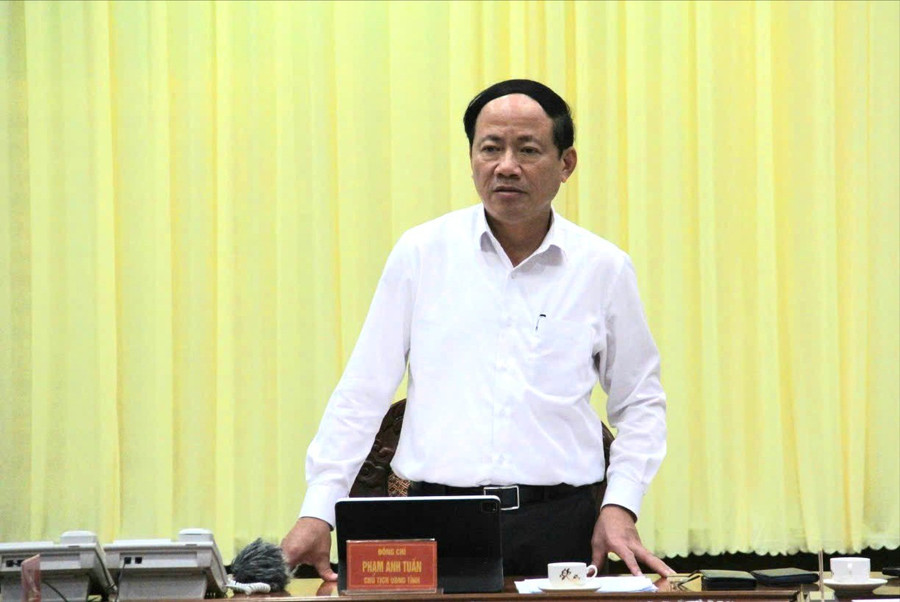 Chủ tịch UBND tỉnh Phạm Anh Tuấn phát biểu chỉ đạo tại buổi làm việc. Ảnh: Đức Hải chu-tich-ubnd-tinh-pham-anh-tuan-phat-bieu-ket-luan-buoi-lam-viec.jpg