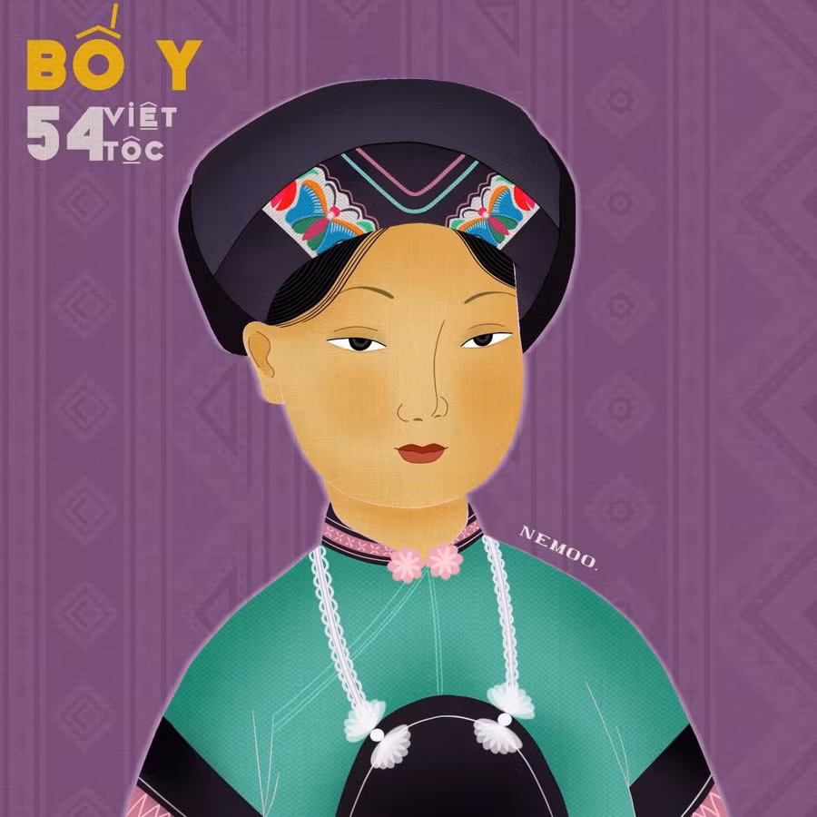 Hình ảnh người phụ nữ trong trang phục dân tộc được khắc họa theo phong cách tranh Hàng Trống.