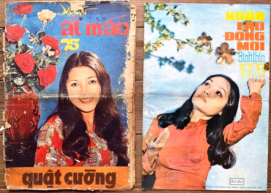 Những tờ báo xuân ông Hiệp lưu giữ được xuất bản vào năm 1975 và 1976.