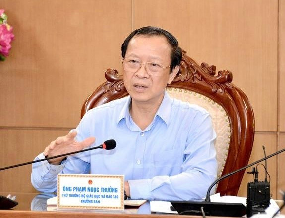 Thứ trưởng Bộ GD&ĐT Phạm Ngọc Thưởng phát biểu tại cuộc họp. Thứ trưởng Bộ GD&ĐT Phạm Ngọc Thưởng phát biểu tại cuộc họp.
