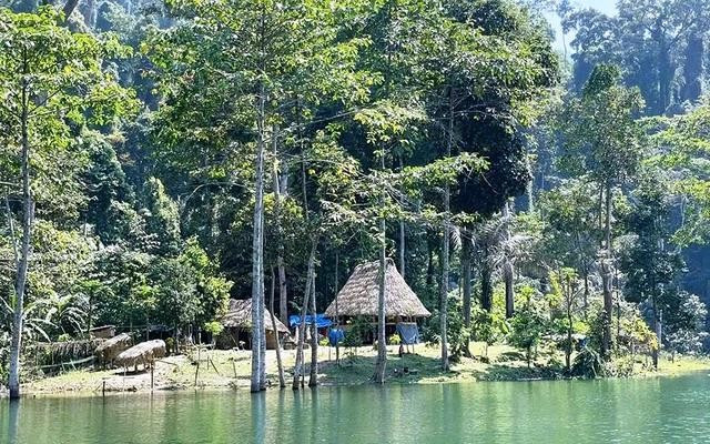Chốt bảo vệ rừng Dốc Mây nằm sát bờ sông Thanh Chốt bảo vệ rừng Dốc Mây nằm sát bờ sông Thanh