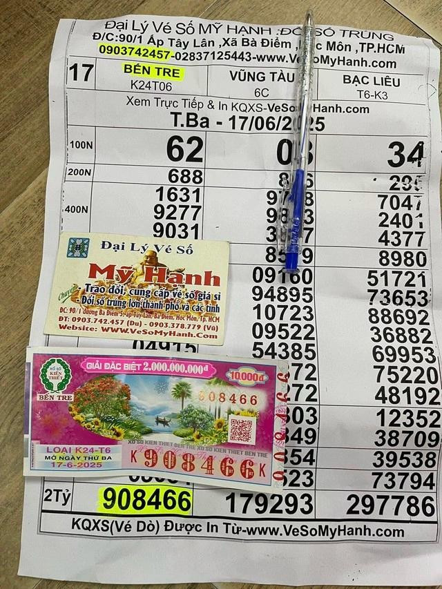 Đại lý vé số Mỹ Hạnh cũng vừa đổi vé số trúng độc đắc cho khách Đại lý vé số Mỹ Hạnh cũng vừa đổi vé số trúng độc đắc cho khách