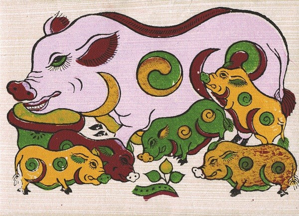 Lợn - Tranh dân gian Kim Hoàng.