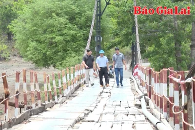 Gia Lai: Kiểm tra cầu treo để đảm bảo an toàn trong mùa mưa lũ 