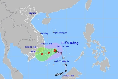 Thời tiết ngày 24/12: Bão số 10 đổi hướng di chuyển phức tạp