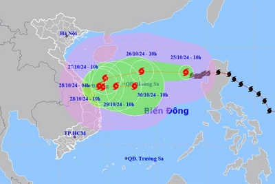 Hai kịch bản đường đi của bão Trami