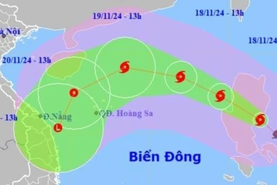 Siêu bão Man-yi giật trên cấp 17, di chuyển nhanh hướng vào miền Trung