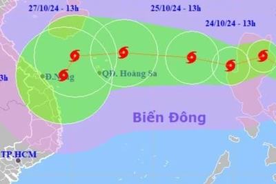 Chiều mai 24-10, bão Trami vào Biển Đông, có thể mạnh thêm giật cấp 15