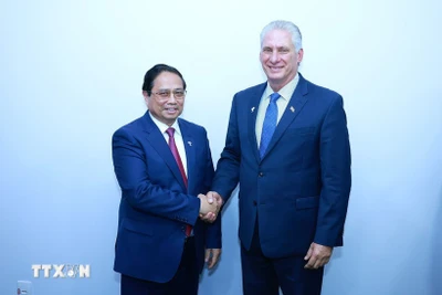 Thủ tướng Phạm Minh Chính hội kiến Chủ tịch Cuba Miguel Diaz Canel