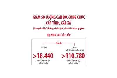 Giảm hơn 18.440 biên chế cán bộ, công chức cấp tỉnh sau sắp xếp