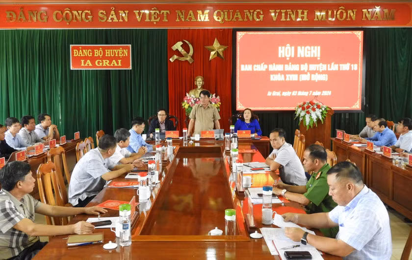 Quang cảnh hội nghị Ban Chấp hành Đảng bộ huyện Ia Grai. Ảnh Thanh Nhật