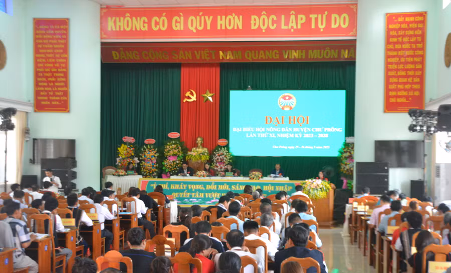 Quang cảnh Đại hội đại biểu Hội Nông dân huyện Chư Prông lần thứ XI, nhiệm kỳ 2023-2028. Ảnh: Hoàng Cư