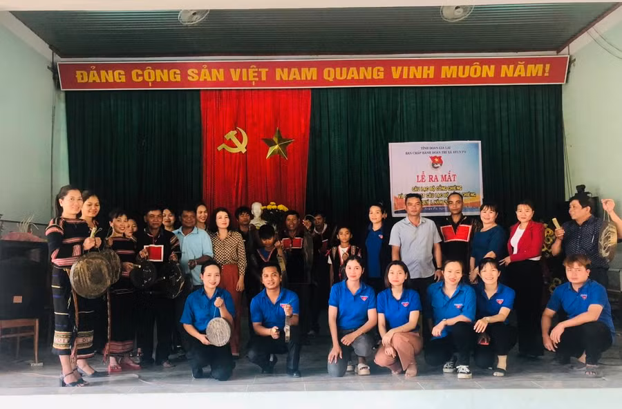 Lễ ra mắt Đội cồng chiêng Arap cổ xã Ia Rtô. Ảnh: Đoàn xã cung cấp Lễ ra mắt Đội cồng chiêng Arap cổ xã Ia Rtô. Ảnh: Đoàn xã cung cấp
