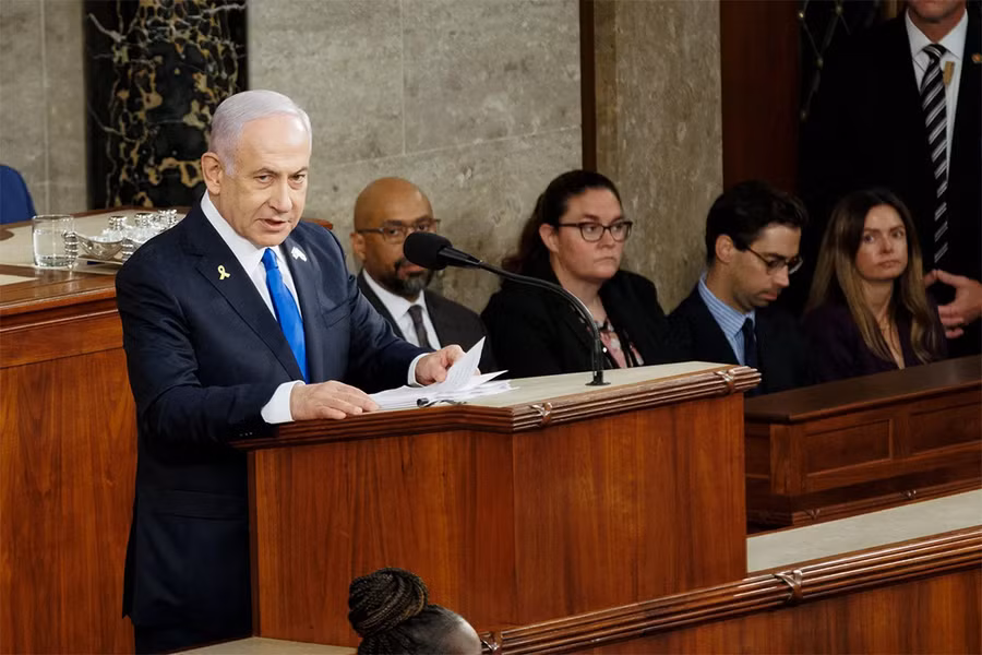 Ông Netanyahu phát biểu trước Quốc hội Mỹ ngày 24/ 7.Ảnh: Anadolu