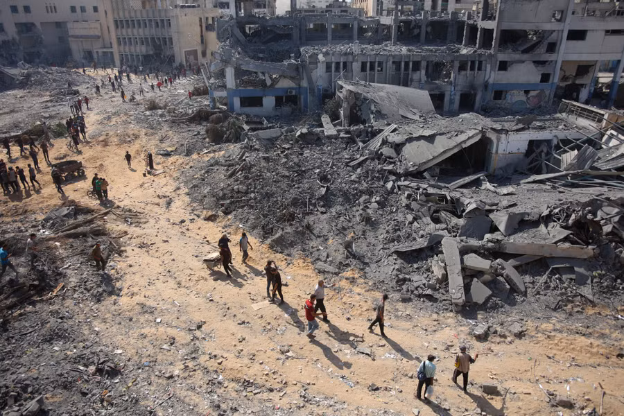 Tòa nhà của UNRWA ở Gaza cũng bị lực lượng Israel san phẳng. Ảnh: AFP