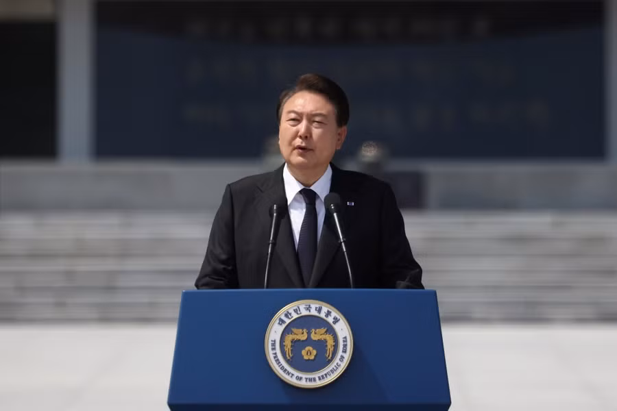 Tổng thống Hàn Quốc Yoon Suk-yeol phát biểu trong một sự kiện năm 2023. Ảnh: AFP
