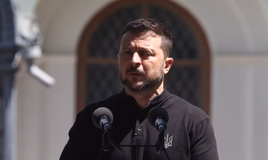 Tổng thống Zelensky trong buổi họp báo ngày 28/6 tại Kiev. Ảnh: AFP