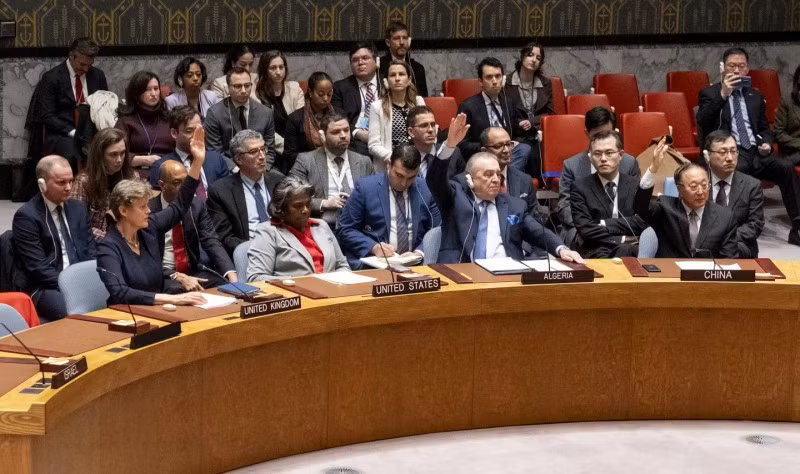 Hội đồng bảo an LHQ ngày 25/3 họp và biểu quyết Israel phải ngừng bắn ở Gaza. Ảnh: AP