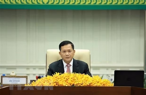 Ông Hun Manet chủ trì một phiên họp nội các. Ảnh: AKP/ TTXVN