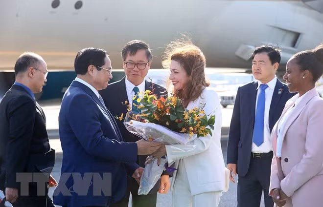 Thủ tướng Việt Nam Phạm Minh Chính tới dự phiên thảo luận chung cấp cao Đại hội đồng LHQ. Ảnh: TTXVN