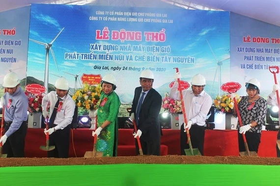 Nhà máy điện gió Phát triển Miền Núi và Chế biến Tây Nguyên động thổ vào năm 2020. Ảnh ST
