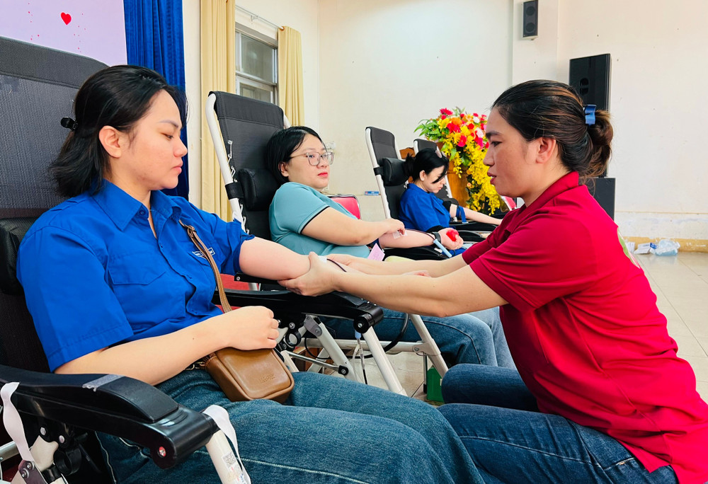 Đoàn viên, thanh niên tham gia hiến máu tình nguyện. Ảnh: M.N doan-vien-thanh-nien-tham-gia-hien-mau-tinh-nguyen.jpg