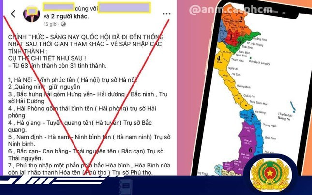 Thông tin sáp nhập 63 tỉnh, thành lan truyền trên mạng là sai sự thật. Ảnh: C.A. Thông tin sáp nhập 63 tỉnh, thành lan truyền trên mạng là sai sự thật. Ảnh: C.A.