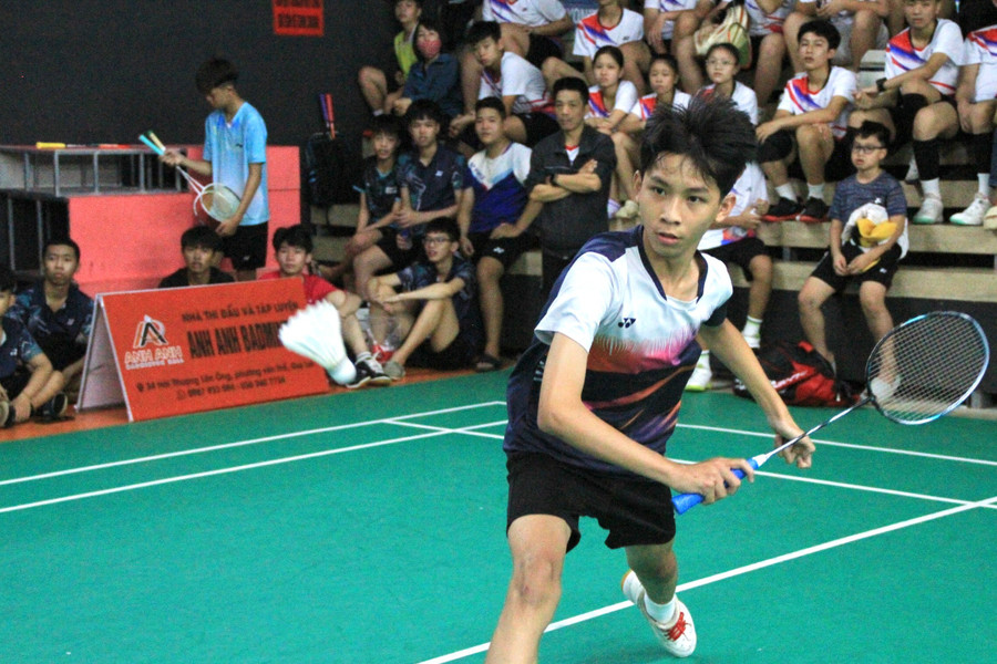 Em Trần Võ Gia Huy (phường Diên Hồng, tỉnh Gia Lai) tranh tài ở nội dung đơn nam. Ảnh: Hoàng Hoài img-8307.jpg