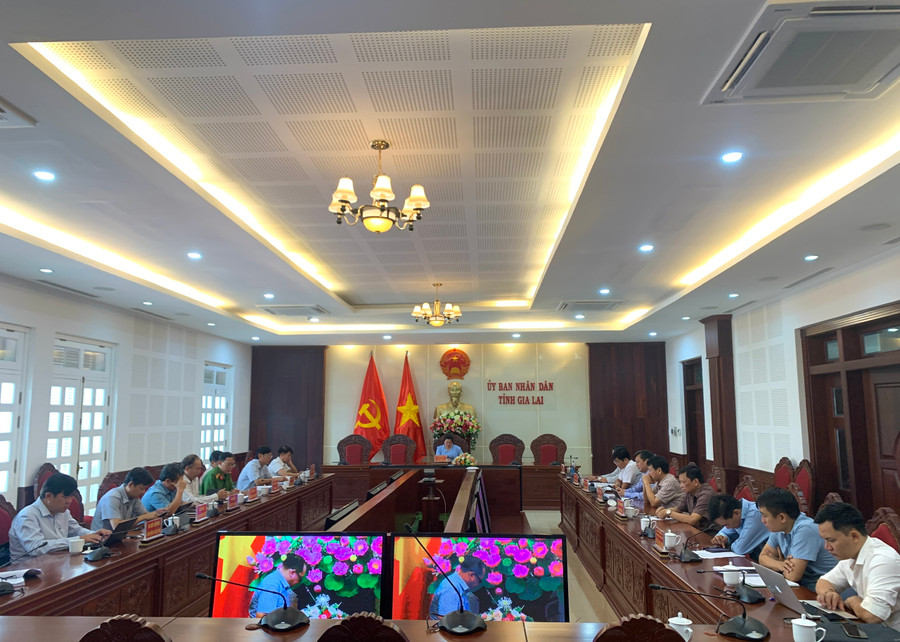 Quang cảnh hội nghị tại điểm cầu tỉnh Gia Lai.Ảnh: R'Ô HOK