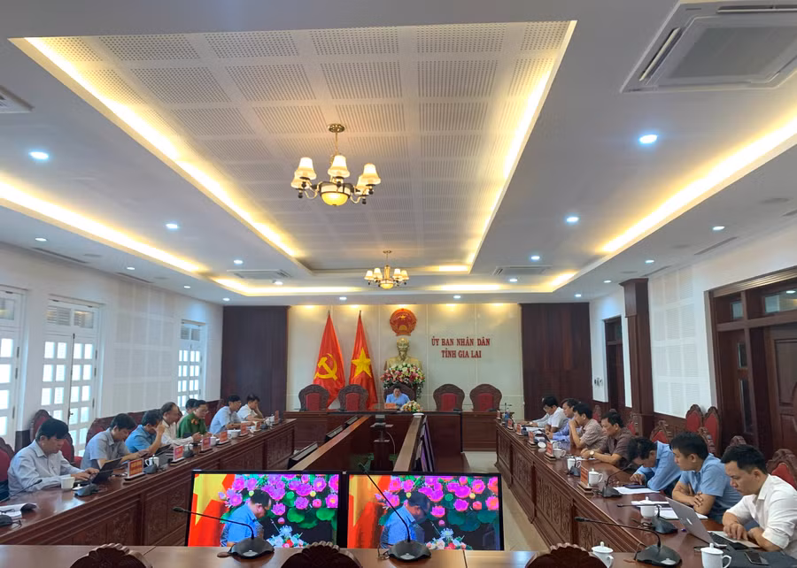 Quang cảnh hội nghị tại điểm cầu tỉnh Gia Lai.Ảnh: R'Ô HOK