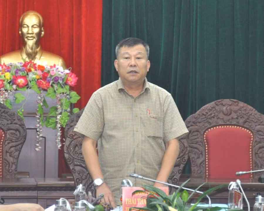 Chủ nhiệm Ủy ban Kiểm tra Tỉnh ủy, Trưởng ban Pháp chế HĐND tỉnh Thái Thanh Bình phát biểu tại buổi giám sát. Ảnh: R.H