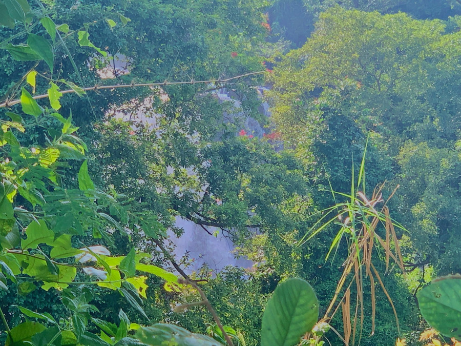 Từ xa du khách có thể nghe thấy tiếng nước thác ầm ào, càng lại gần âm thanh càng rõ hơn.