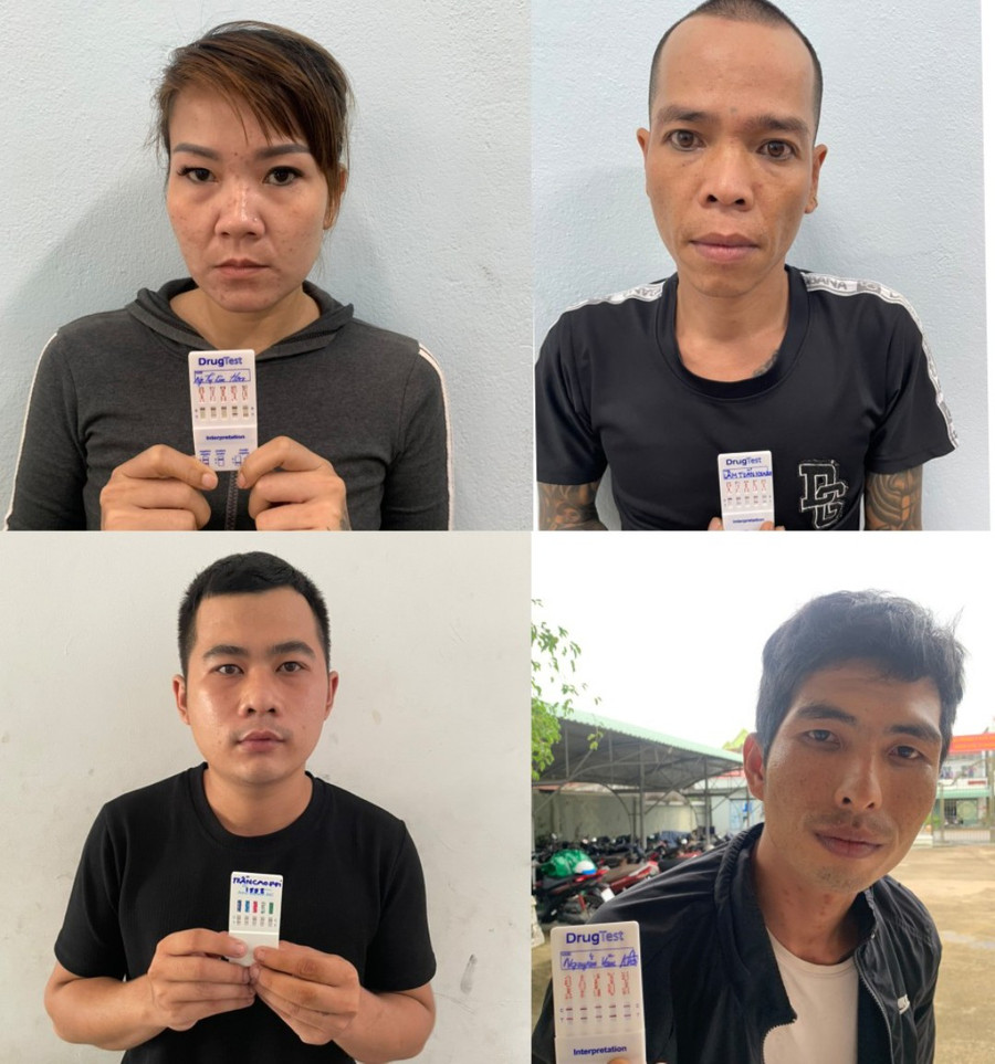 Các đối tượng tại cơ quan Công an.Ảnh: Công an thị xã An Khê