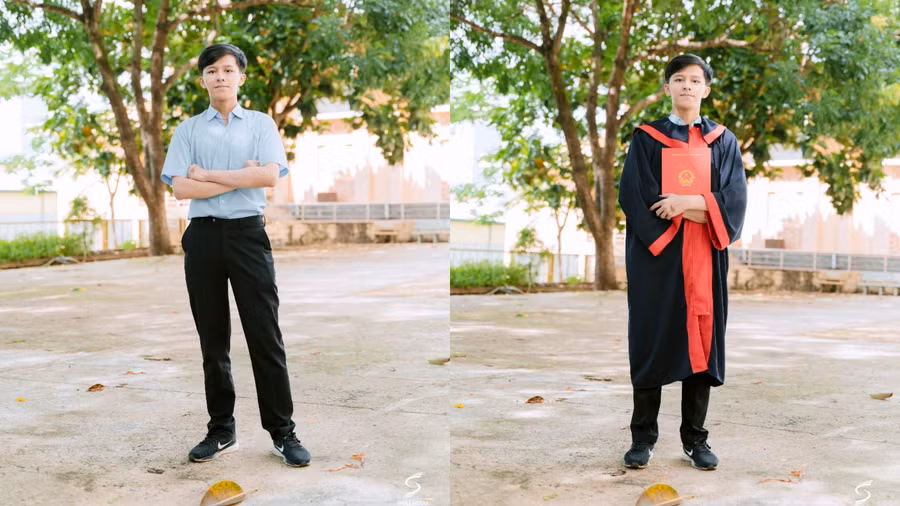 Em Trần Quốc Toản-học sinh lớp 12C5B Trường THPT chuyên Hùng Vương (TP. Pleiku) là thủ khoa khối A00 của Gia Lai trong kỳ thi tốt nghiệp THPT năm 2024. Ảnh: NVCC