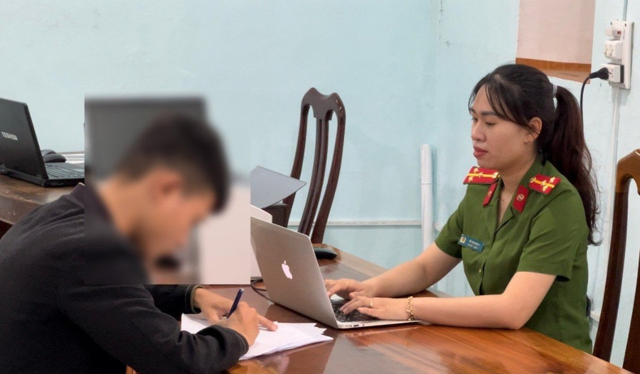 Đối tượng N.A.T. tại cơ quan Công an. Ảnh: Công an thị xã An Khê Đối tượng N.A.T. tại cơ quan Công an. Ảnh: Công an thị xã An Khê