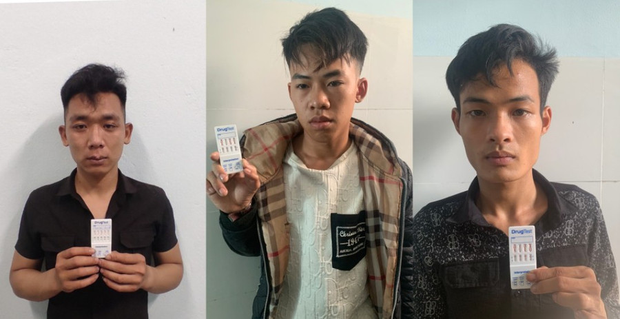 3 đối tượng, Mẫn, Huy và Đạt (từ trái qua).Ảnh: Công an thị xã An Khê