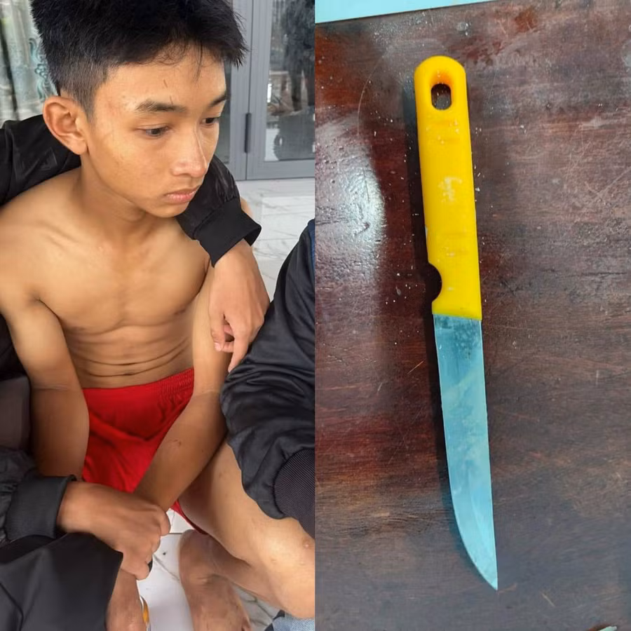 Đối tượng Nguyễn Văn Tiến cùng tang vật phạm tội. Ảnh: Công an huyện Chư Prông