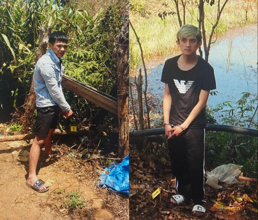 Đối tượng Mai Hiếu (bìa phải) và Mông Đình Chung. Ảnh: Người dân địa phương Đối tượng Mai Hiếu (bìa phải) và Mông Đình Chung. Ảnh: Người dân địa phương