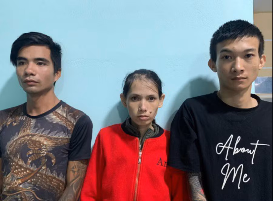 Các đối tượng Võ Văn Minh Trí, Phan Thị Thu Hoài và Cao Vĩ Điền (từ trái qua). Ảnh: Công an thị xã An Khê