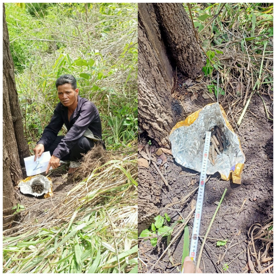 Hiện trường các đối tượng cất giấu súng, đạn. Ảnh: Công an cung cấp Hiện trường các đối tượng cất giấu súng, đạn. Ảnh: Công an cung cấp