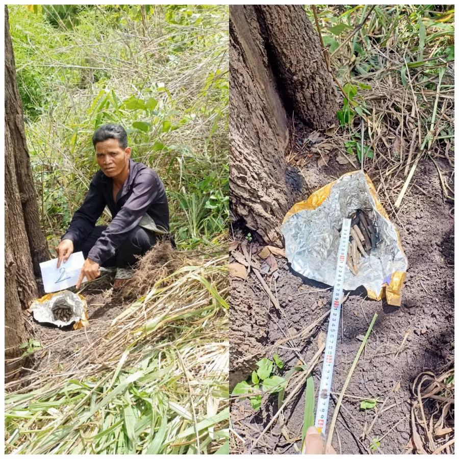 Hiện trường các đối tượng cất giấu súng, đạn. Ảnh: Công an cung cấp