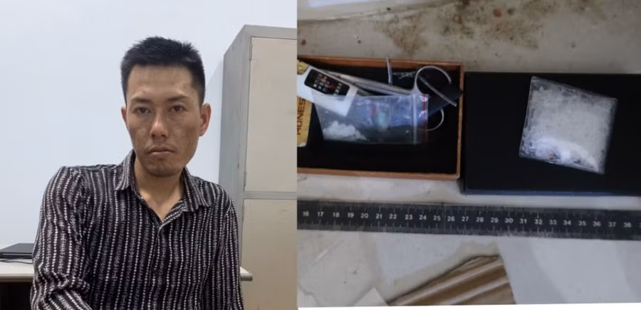 Đối tượng Phan Trung Tướng cùng các tang vật liên quan. Ảnh: Công an thị xã An Khê