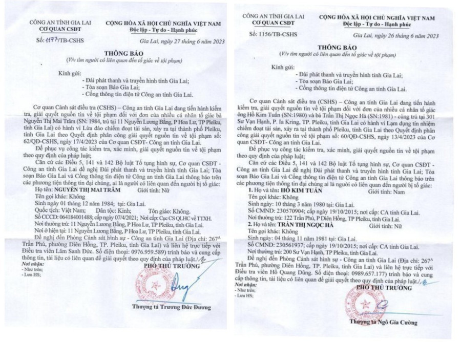 Công an tỉnh thông báo tìm người có liên quan đến tố giác về tội phạm. Ảnh: R'Ô HOK Công an tỉnh thông báo tìm người có liên quan đến tố giác về tội phạm. Ảnh: R'Ô HOK